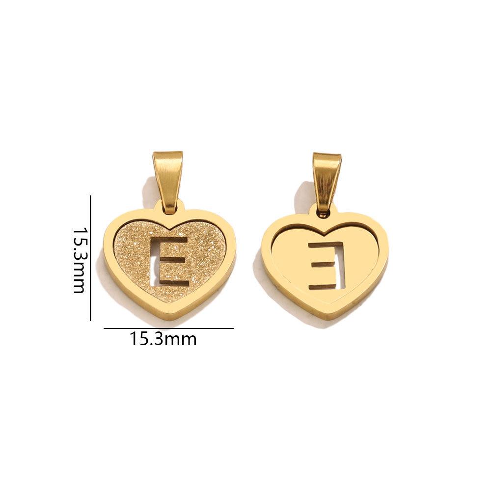 5Pcs/Bag Stainless Steel Gold-plated Heart Letter Pendant DIY Accessory Fashionable Versatile Letter Necklace Pendant