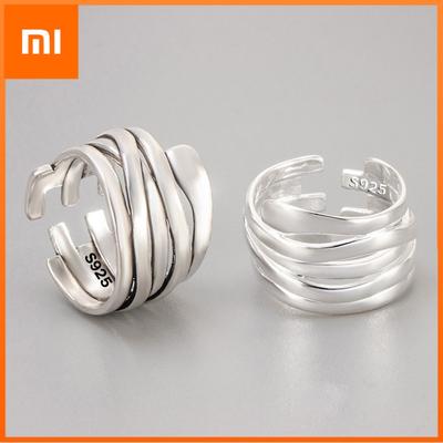 925 Sterling Silver Rings for Women Couple Minimalist Handmade Retro Interline Ring Party Jewelry Gift Prevent Allergy