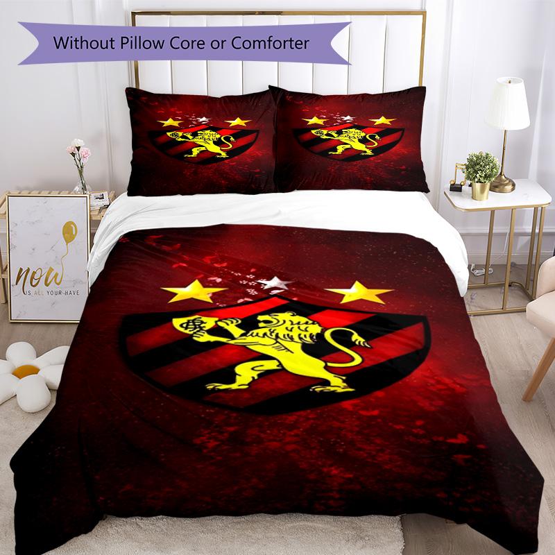 Sport Club Football Crest Printed Pattern Duvet Cover Set – includes 1 duvet cover and 2 matching pillowcases Bedroom decor Christmas gifts