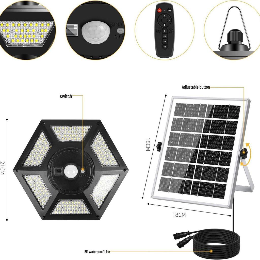 Outdoor Solar LED Pendant Light for Balcony, Pavilion, Terrace, Shed, Garage, and Courtyard.