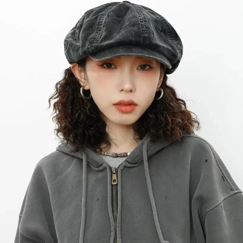Retro Newsboy Caps Men Octagonal Hats Autumn British Women Painters Caps Fashion Corduroy Berets Gorras Casual Baseball Hat