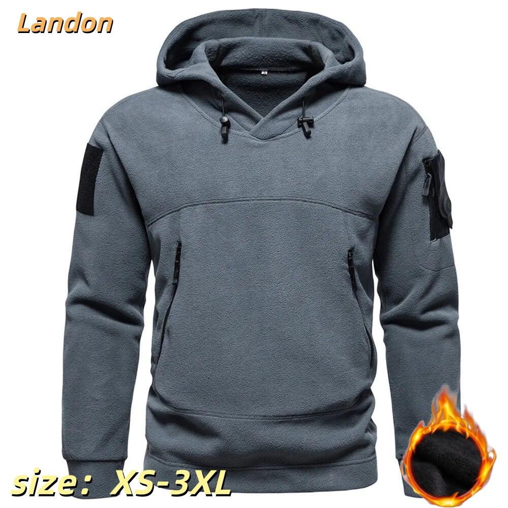 Hooded Outdoor Men's Sweater Polar Fleece Hooded Pullover Jacket Windproof Warm Top