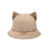 (One Size, Khaki) Women Summer Cat Ear Sun Hat Lightweight Solid Color Sun Protection Fisherman Bucket Hat