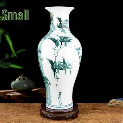 Vaso Grande Famille Rose Pintado à Mão de Jingdezhen para Decoração de Sala de Estar ou Mesa de Jantar
