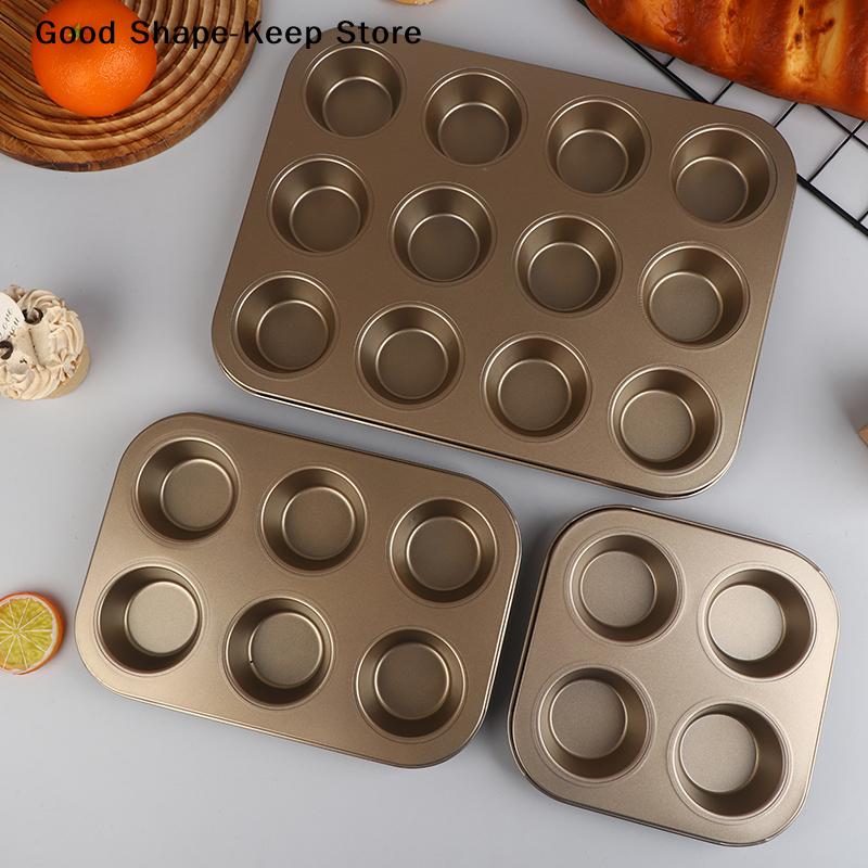 4/6/12 Cups Muffin Pan Carbon Steel Baking Pan Cupcake Pan Muffin Tray Cupcake Mold Non Stick Bakeware Microwave Cake Mould