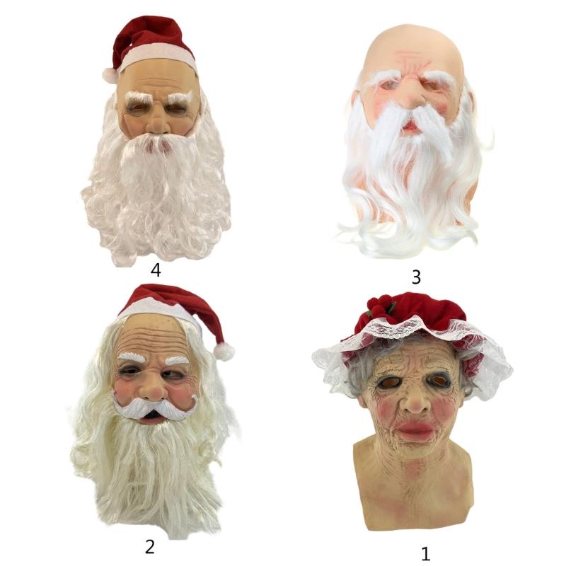 Halloween Party SantaClaus Latex Mask Party Dress Up Supplies Christmas SantaClaus Hat Mask Full Face SantaClaus Mask