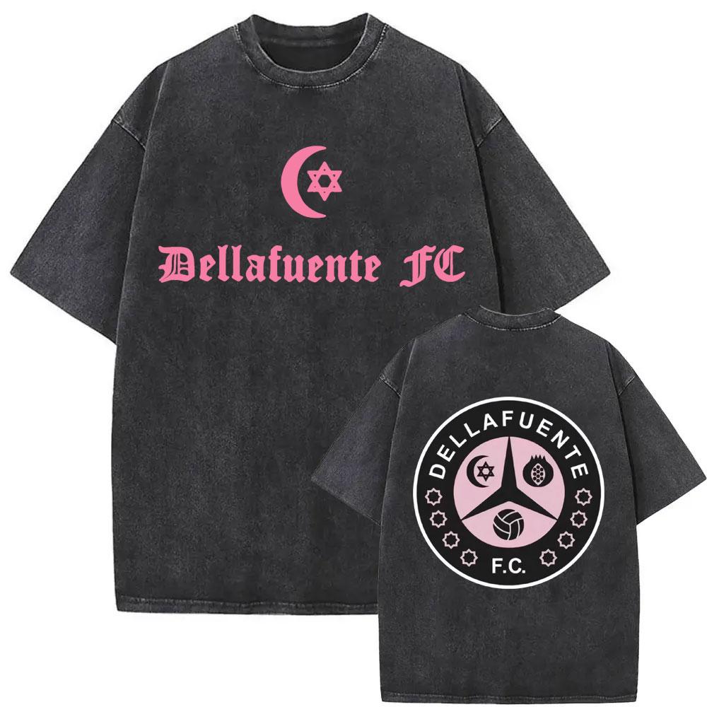 Rapper Dellafuente Tour Vintage Washed Tshirt Unisex Women Short Sleeve Hip Hop Tshirt Oversized Cotton Casual T Shirts