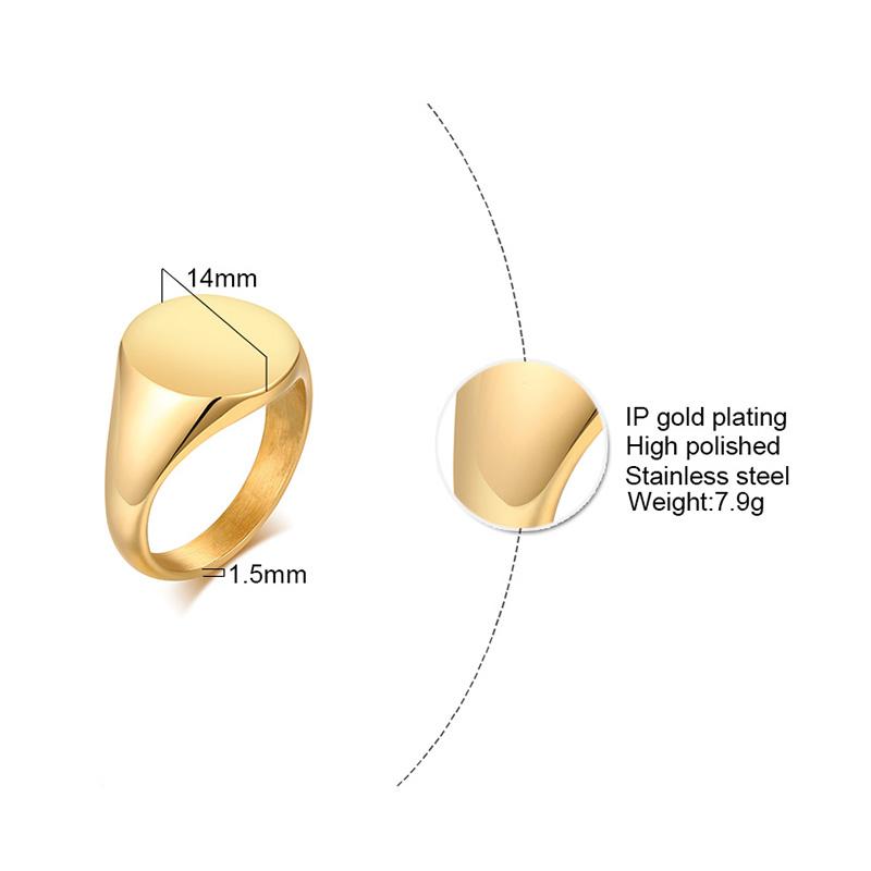 Anello sigillo personalizzato in acciaio inossidabile color oro con incisione iniziale, anello da mignolo per donna