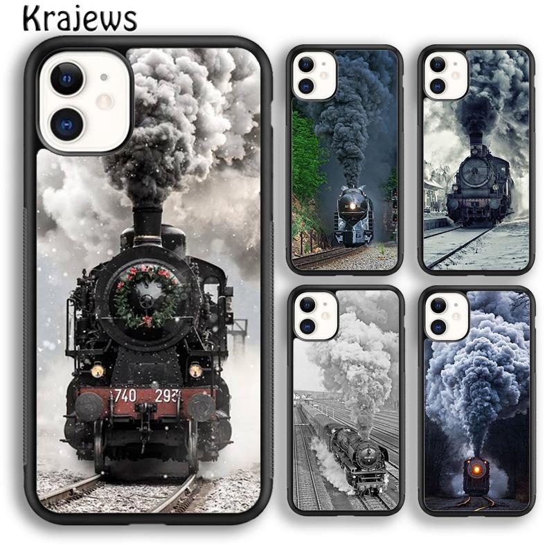 Krajews Vintage Steam Train Railway Phone Case Cover For iPhone 17 Air 16 15 14 plus 12 13 pro max coque Fundas