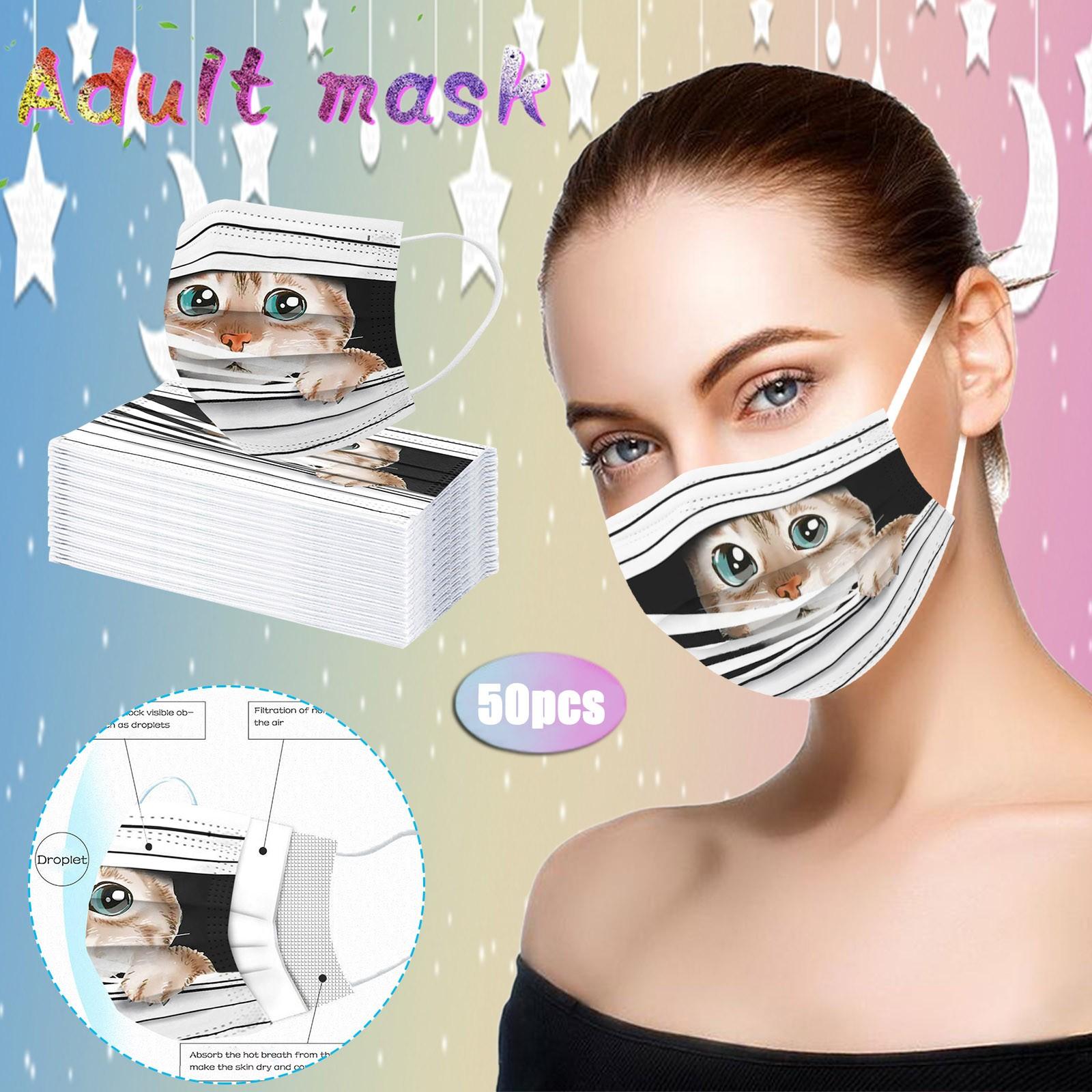 Взрослые кошки цифровая печать трехслойная защитная дышащая маска Free Size