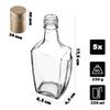 KADAX Glass Bottle for Liqueur 250ml with Long Cap 5pcs.