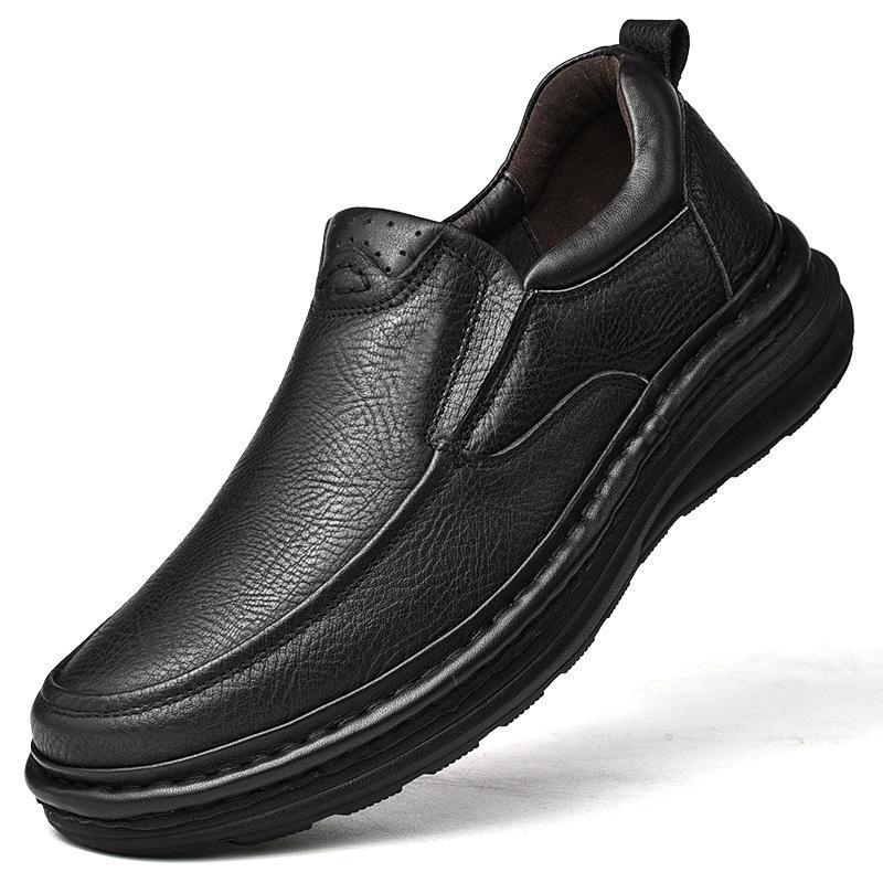High-End Autumn/Winter 2021 Men's Slip-On Thick-Soled Genuine Leather Business Shoes
