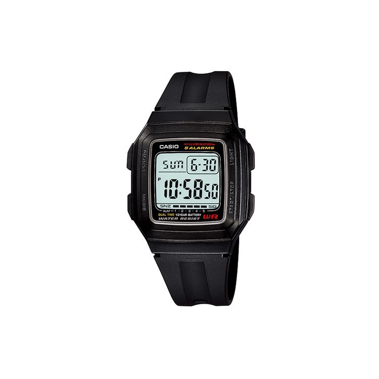 

Casio Youth Series Silicone Square Fashion Trend Simple Retro Classic Square Ten Year Power LCD Display Sports Waterproof Watch Men Watches F-201WA-1A Black Strap