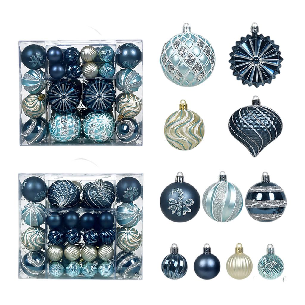 48PC Flocked Velvet Christmas Tree Ball Ornaments Set