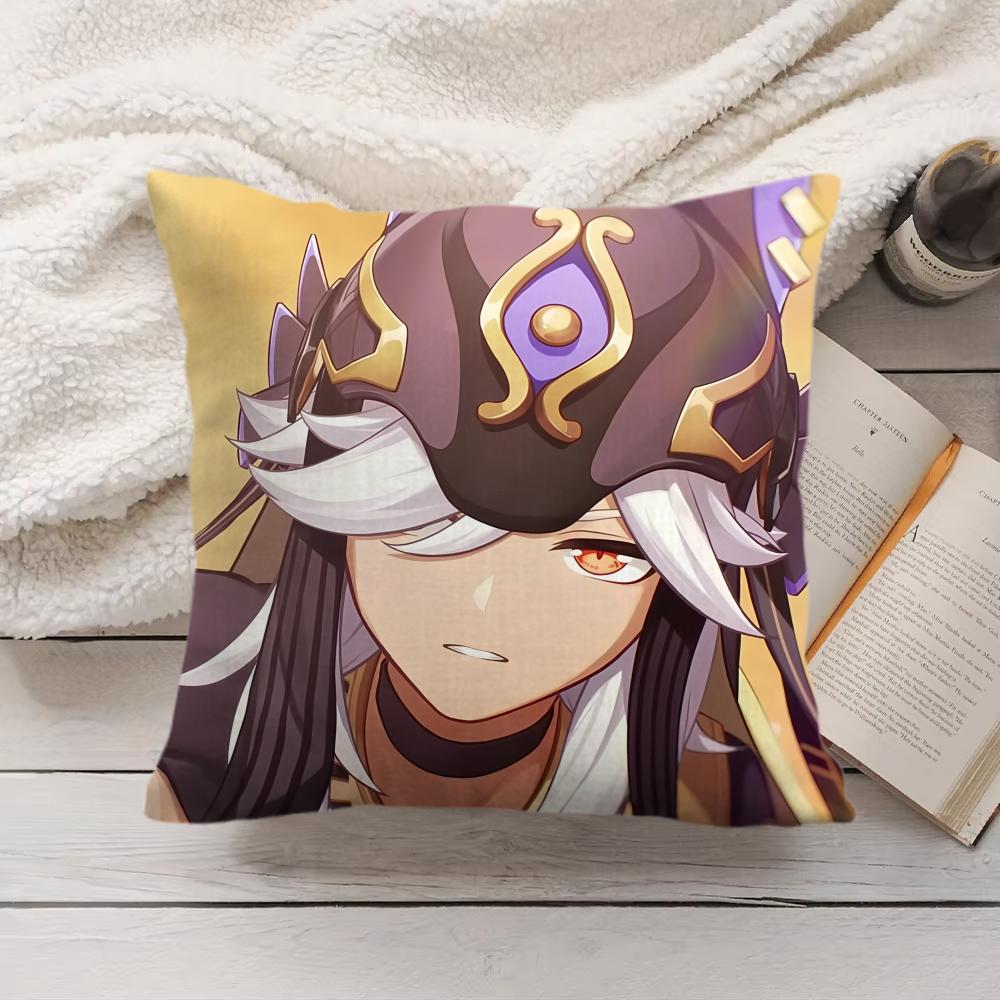 Cyno Genshin Impact Cute Cushion Cover Silky Short Plush Invisible Zipper Dustproof Sofa Pillow Case For Home Decor