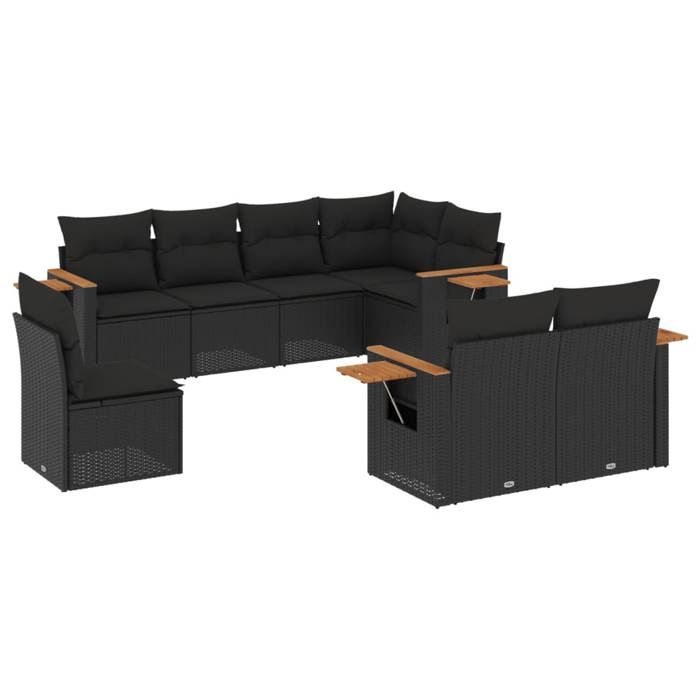 VidaXL Garden Lounge Set with Cushions 8 Pcs, Patio Sofas, Patio Furniture Set, Outdoor Furniture, Black 3227000