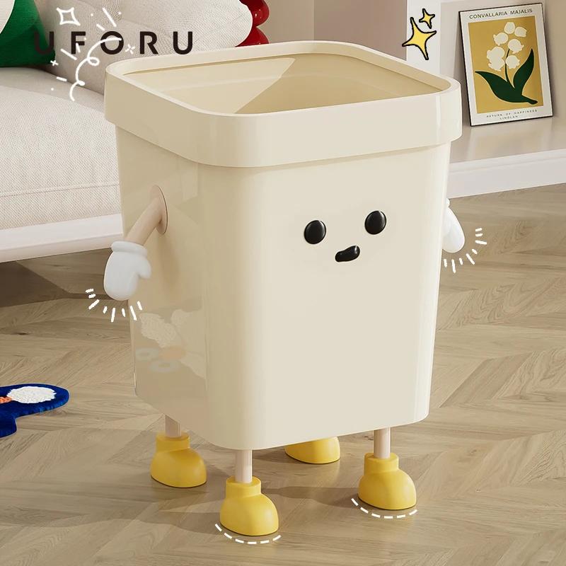 UFORU Creative trash can Household toilet large trash basket Living room bathroom lovely wind liddless trash can Garbage bin