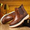 Fashion Big Size Fashion Casual Cow Leather Ankle Boots for Men Autumn Winter Brown Platform Shoes Male New Designer Boots Men