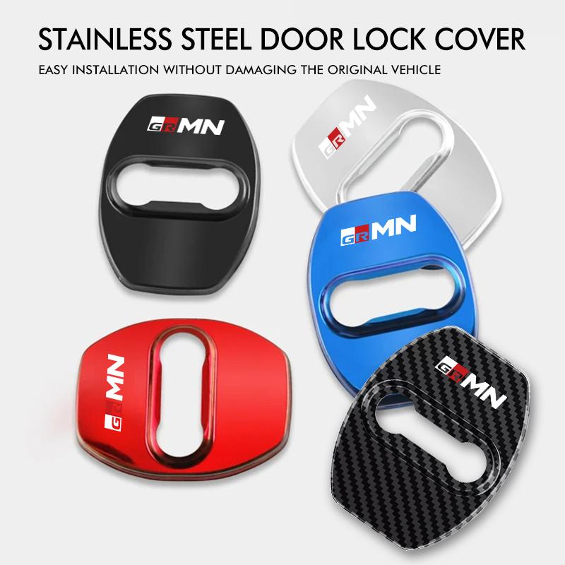For Toyota 4Pcs Car Door Lock Cover Stainless Steel Protection Accessories GR Yaris Corolla Prius Aqua Vios Mirai Hilux Auris