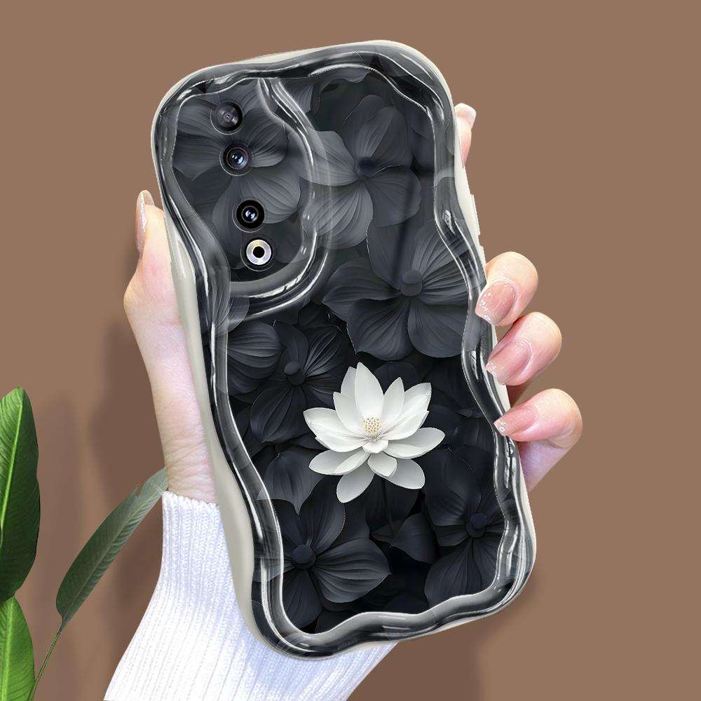 Roztomilý kreslený vzor krémová textura pouzdro vlnitý okraj měkký silikonový kryt pouzdro na telefon pro Huawei Honor Infinix Tecno iPhone