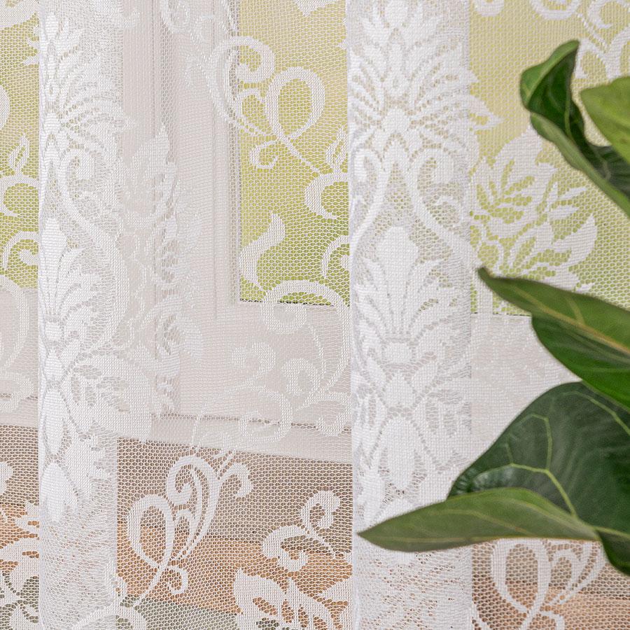 Apolonia Firanka Gotowa Żakardowa Biała W Ornamenty 140X250 Cm