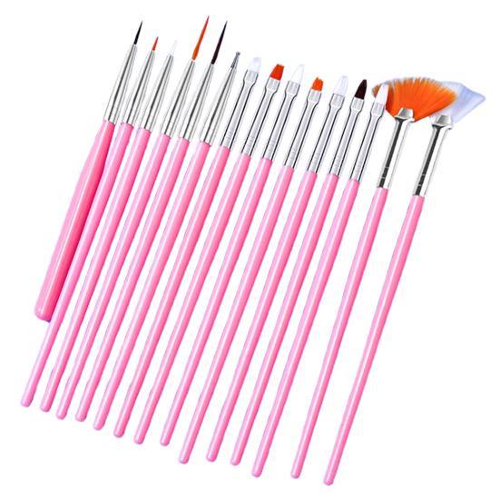 Yousheng 15Pcs Nail Art Brush Kit Soft Bristles Fine Nib Non-shedding DIY Gradient Blooming Effect Nail UV Gel Liner Brush Drawing Pen Nail Salon