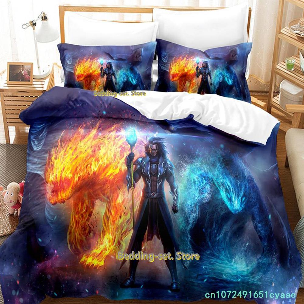 New Game Wizard Bedding Set Cartoon Anime three-piece Set Adult Kid Bedroom Duvetcover Sets 3D Kawaii Wizard Camas