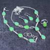 Natürlicher grüner Triplet-Opal-Edelstein 925 Sterling Silber Schmuckset n9G41