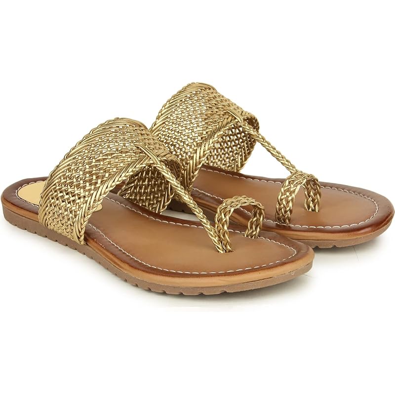 Shoetopia Girls Gold Stylish Trending Flats-Eu38
