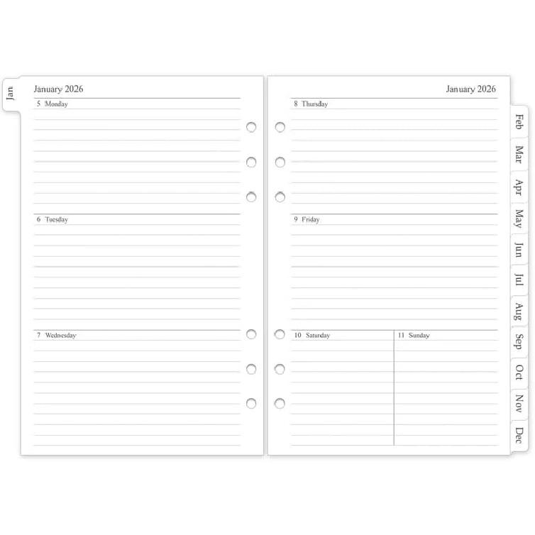 .com : 2026 Weekly & Monthly Planner Refill, A5 Medium Planner erts for 6 Holes, 5.5"x8.5", Jan. 2026 - Dec. 2026, 12 Monthly Calendars with