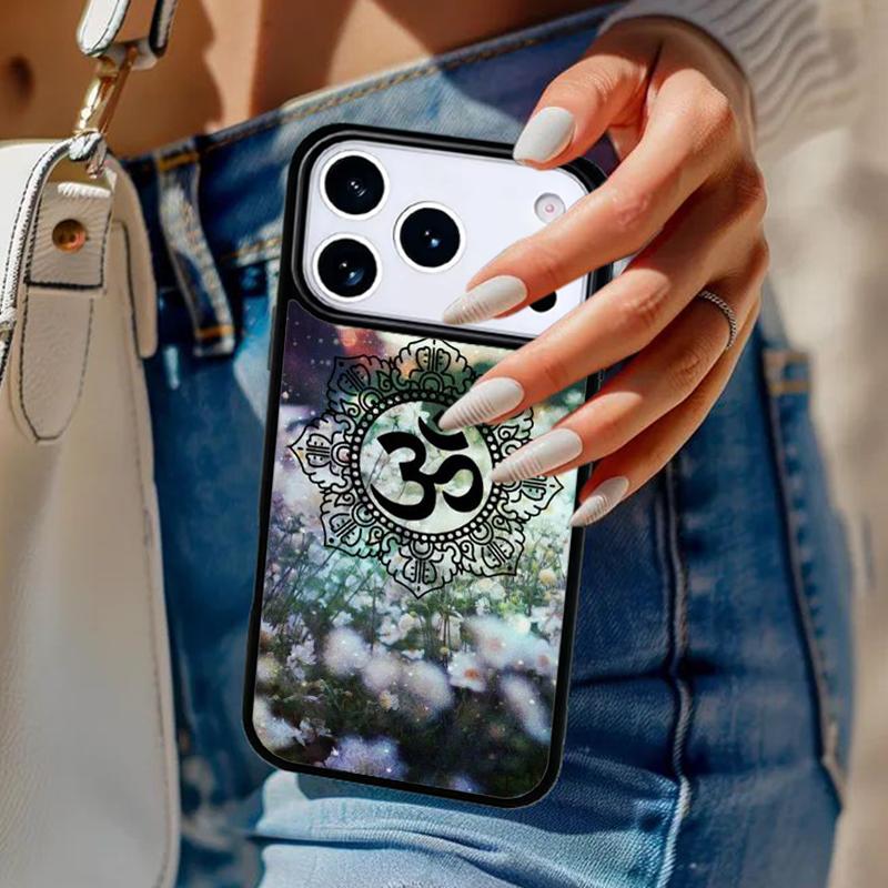 Aum Om Namaste Symbol Floral Zen Yoga Phone Case For iPhone 17 Air 14 15 13 12 Max Cover For Apple 16 16e 11 Pro Max Plus Coque