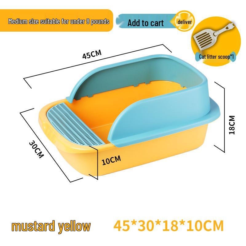 Extra Large Semi-Enclosed Anti-Splash Cat Litter Box with High Walls and Anti-Sand Leakage Pedal With Pedal