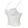 Top Bustier Corsetto Shapewear Bianco Rete Pizzo Steccato con Spalline