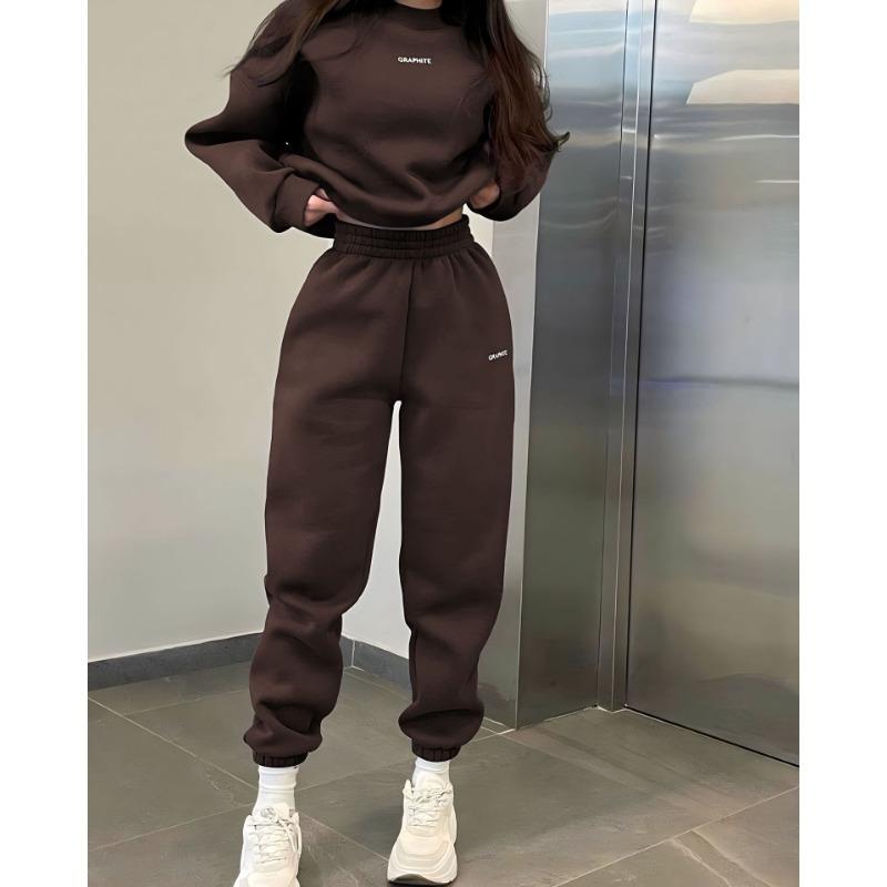 Slim Fit Casual Sports Two-piece Set Women's Clothing Fashionable Long-sleeved Sports Outfit