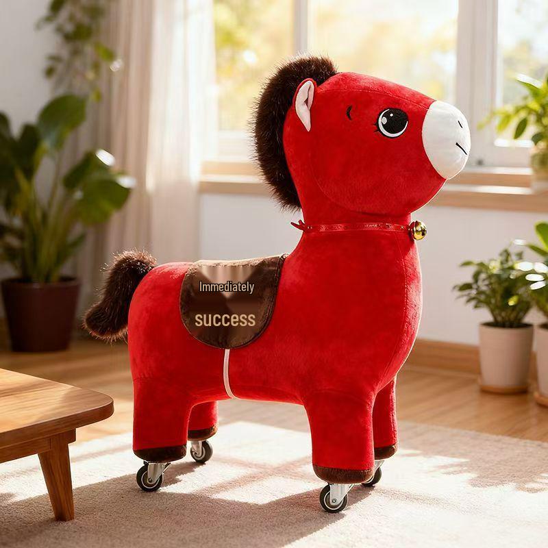 

2026 Year of the Horse Zodiac Plush Chair - Red Cartoon Mascot Gift