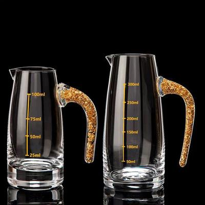 100/300ml Liquor Dispenser Measuring Pot Wine Bottle Gold Foil Lead-free Crystal Glass Sake Small Wine Pot Container Wine Cup
