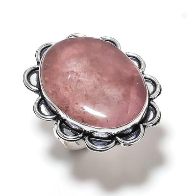 Natural Strawberry Quartz Gemstone 925 Sterling Silver Gift Ring Size 10 L8V18