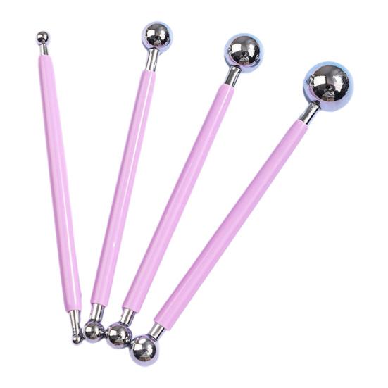 Art Craft Shaping Supplies 4Pcs Polymer Clay Tool Set, Sculpting Stick with Stainless Steel Ball Rods Ball, 4 Size DIY Fondant Pottery Modeling Tools