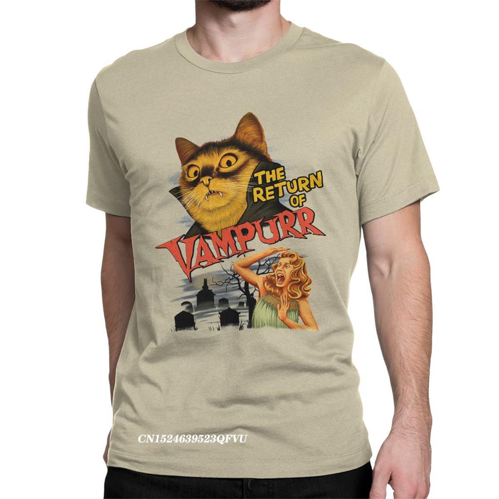 Men Women Tee Shirt Cat The Return Of Vampurr Cotton Tee Shirt Harajuku Horror Halloween Tshirt Round Neck Clothing Plus Size