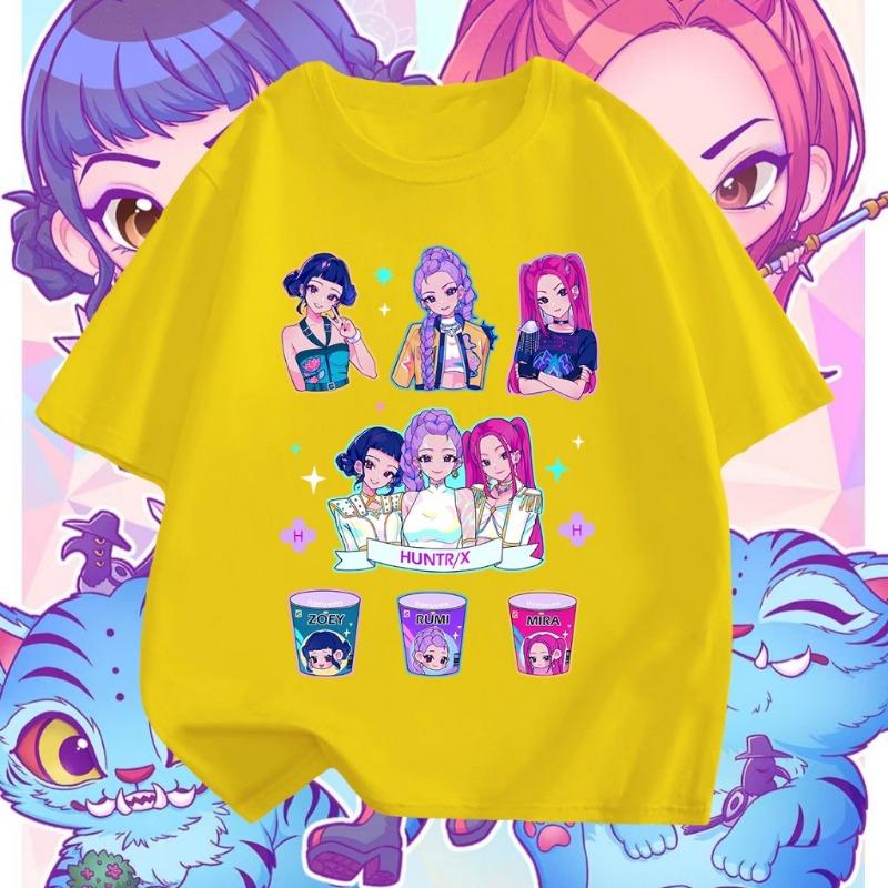 Demon Hunters T Shirt  Funny Cartoon Short Sleeve Anime Girl Fashion and Comfort