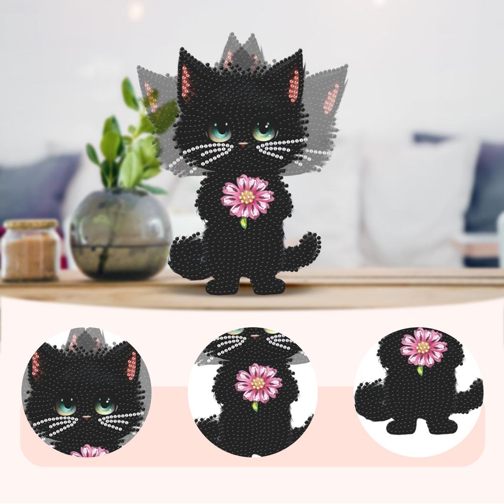 DIY 2D Flat Print Acrylic Diamond Painting Tabletop Ornaments Kit with Head Shaking Function Desktop Diamond Art Kits Home Decor