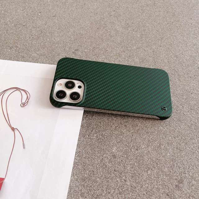 Schlanke, harte PC-Hülle ohne Rahmen für iPhone 14 13 11 12 Pro Max Mini Xr X Xs 7 8 Plus Karbonfasermuster mit Lanyard-Loch