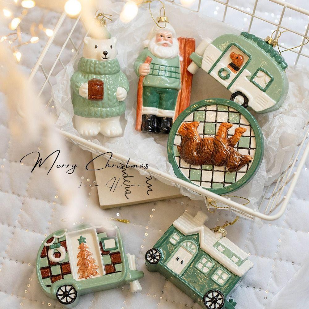 High Quality Green Christmas Hanging Decoration DIY Plastic Drop Pendant House Car Reusable Xmas Tree Ornament For Christmas