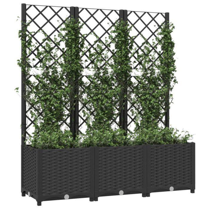VidaXL Planter with Trellis Black 120x40x136 Cm PP