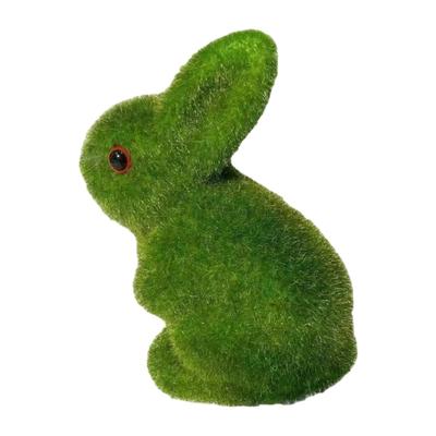 Resins Easters Rabbit Figurines Green Flockeds Bunnys Ornament for Home and Garden Decoration