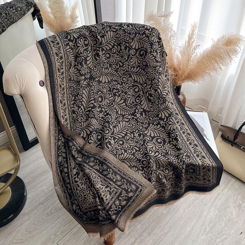 Double-Sided Commuting Warm Fashion Elegant Simple Atmosphere Imitation Cashmere Scarf Shawl Cape Female Big Name Style