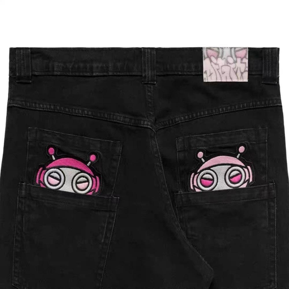 ZYLLO Marka Mody Ulicznej Szerokie Spodnie Jeansowe Y2K Hip-hop Retro Prosty Nadruk Luźne Gotyckie Harajuku Spodnie z Rogami Dziurawione Jeansy