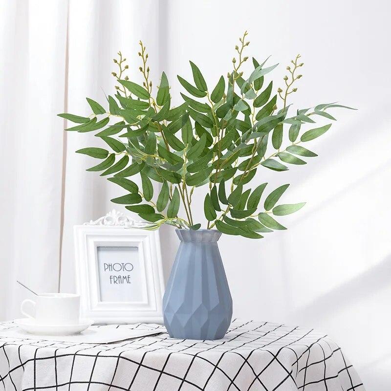1Pc Simulation Flower Five-lobed Willow Leaf, Modern Plastic FauxLeaf For Home Decor,Room Decoration, Aesthetic Room DecoR
