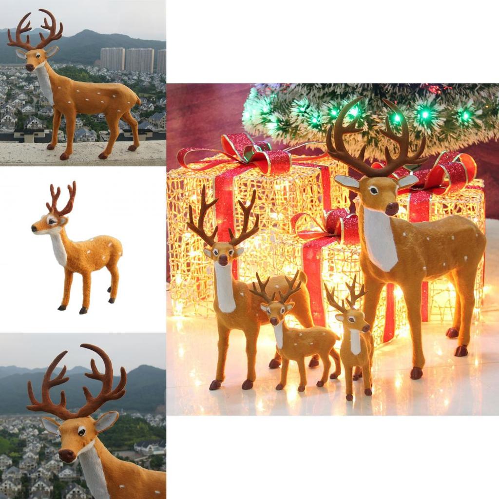 Christmas Deer Decor Figurine With Plastic Material For Holiday Window Display And Storefront Setup