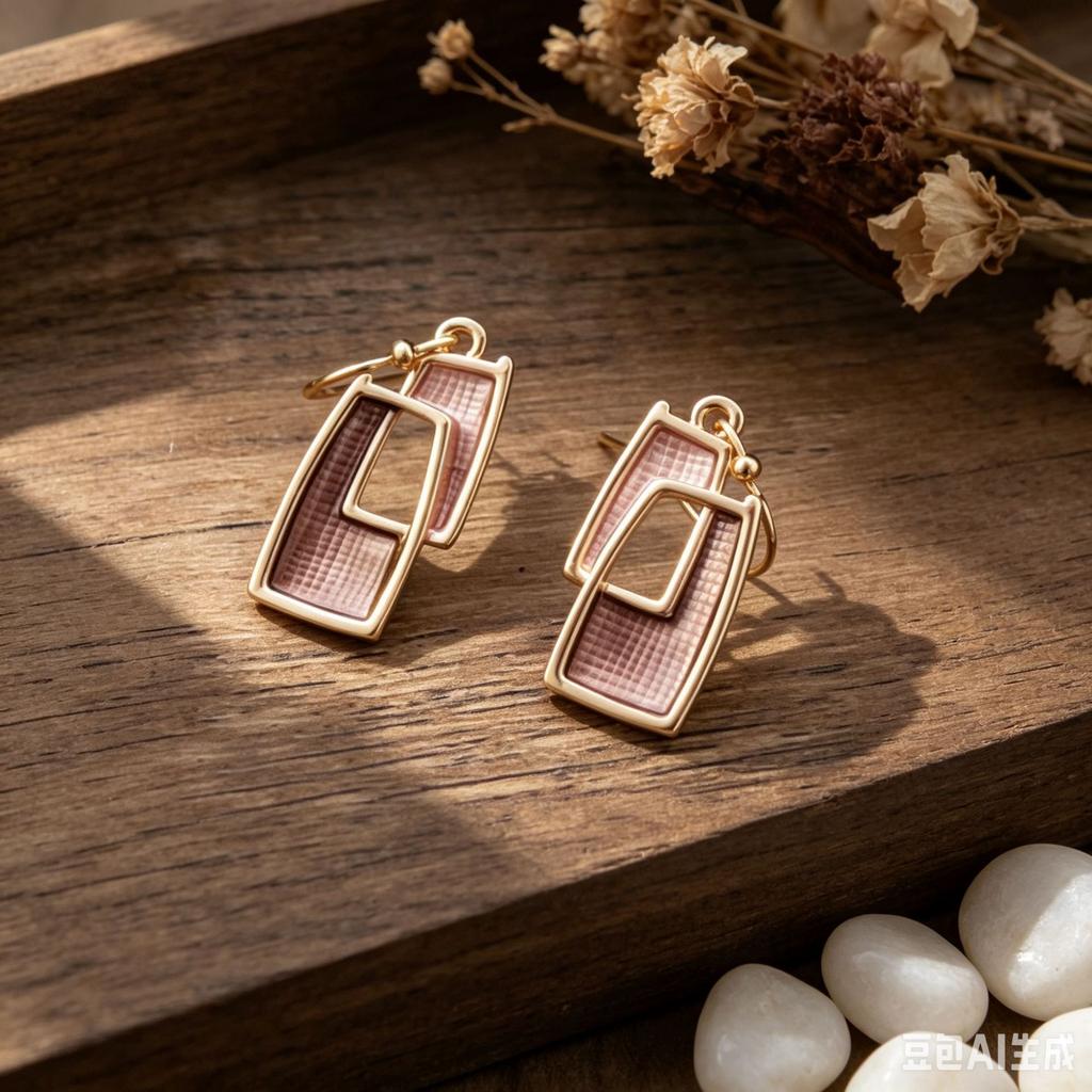 Popular literary and retro double-layer box retro enamel ear hook daily versatile personality niche earrings